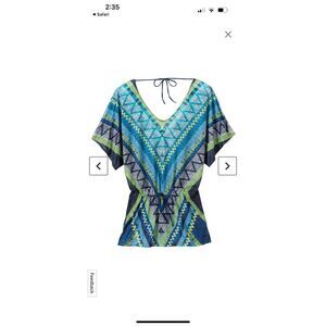 PrAna Saiden Kaftan Swimsuit Cover‎ Up Boho Green Blue Small